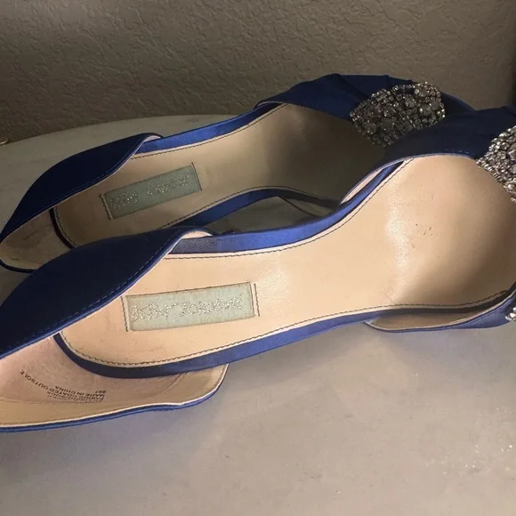 Betsey Johnson Royal Blue Heels with Diamond Bow 9.5 - Picture 3 of 5